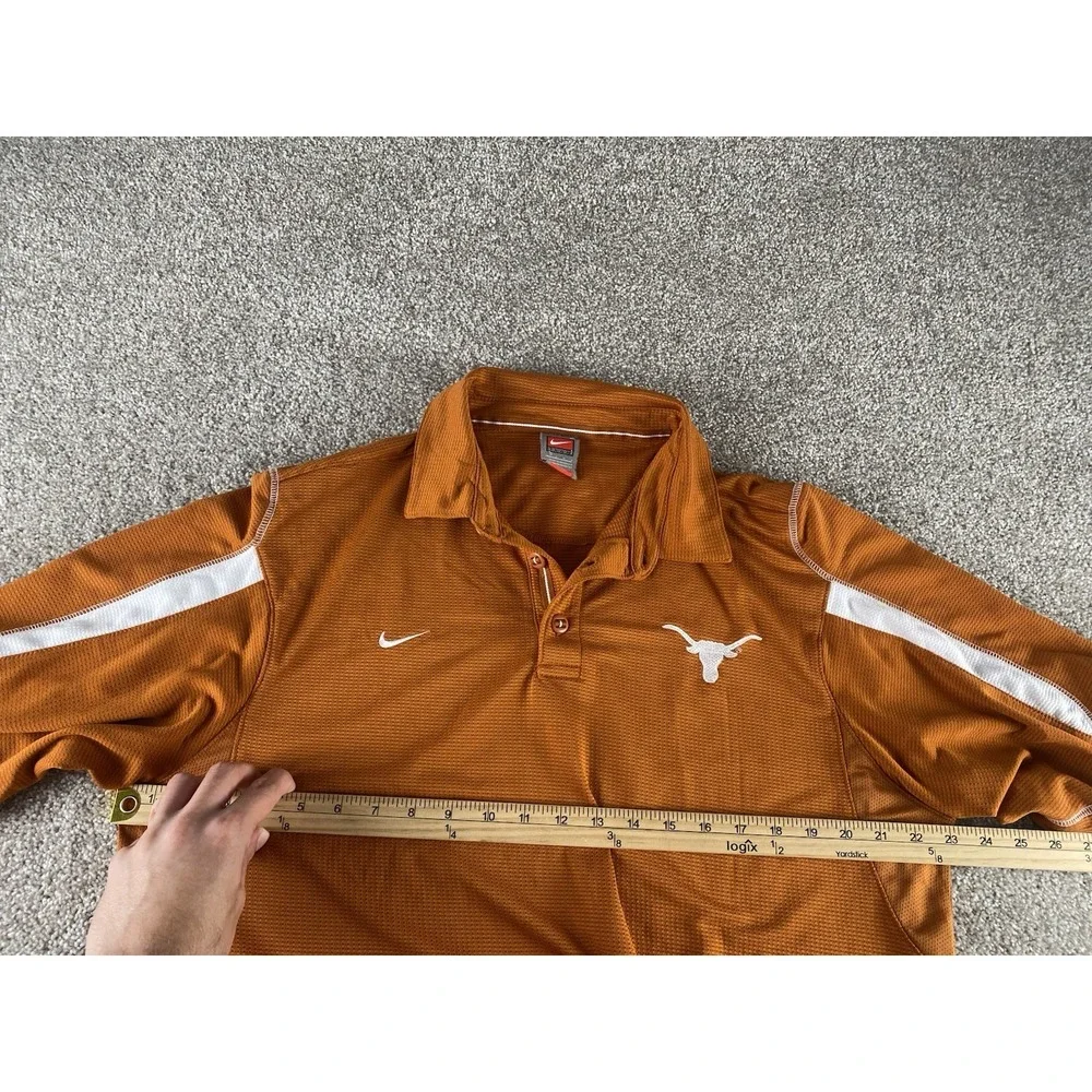 VTG Nike Gray Tag Texas Longhorns UT Performance Polo Mens L Orange Preppy NCAA